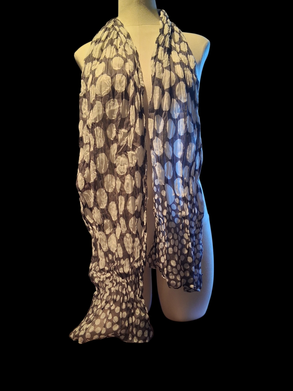 Lightweight Black and White Polka Dot Scarf - Women Accessories